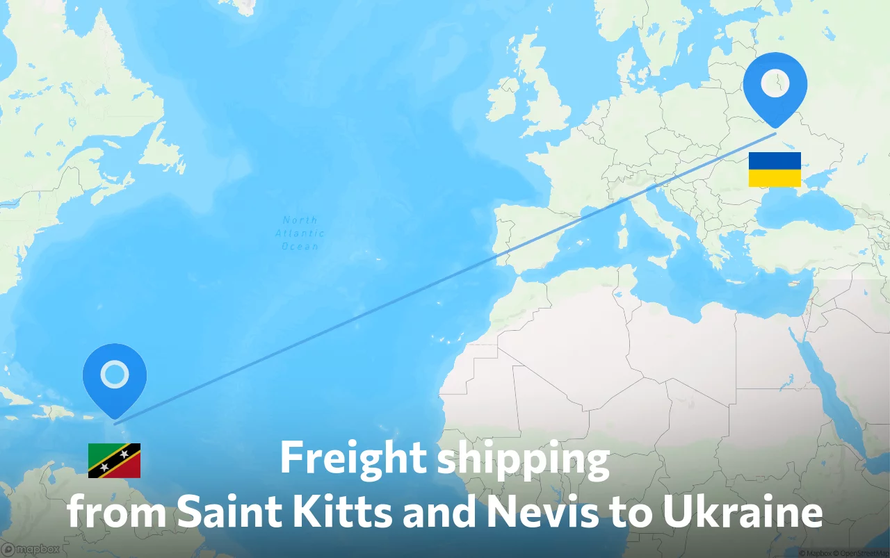 Shipping route from Saint Kitts and Nevis to Ukraine