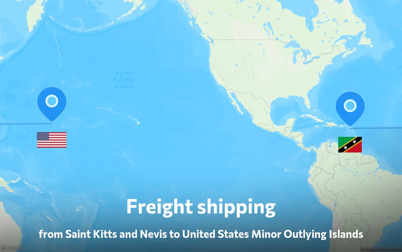 Shipping route from Saint Kitts and Nevis to United States Minor Outlying Islands