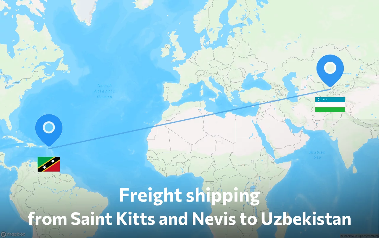 Shipping route from Saint Kitts and Nevis to Uzbekistan