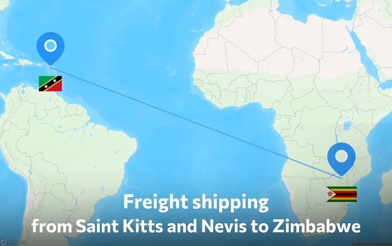 Shipping route from Saint Kitts and Nevis to Zimbabwe