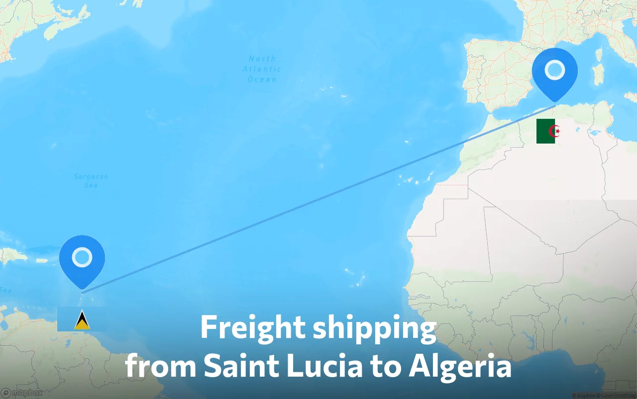 Shipping route from Saint Lucia to Algeria