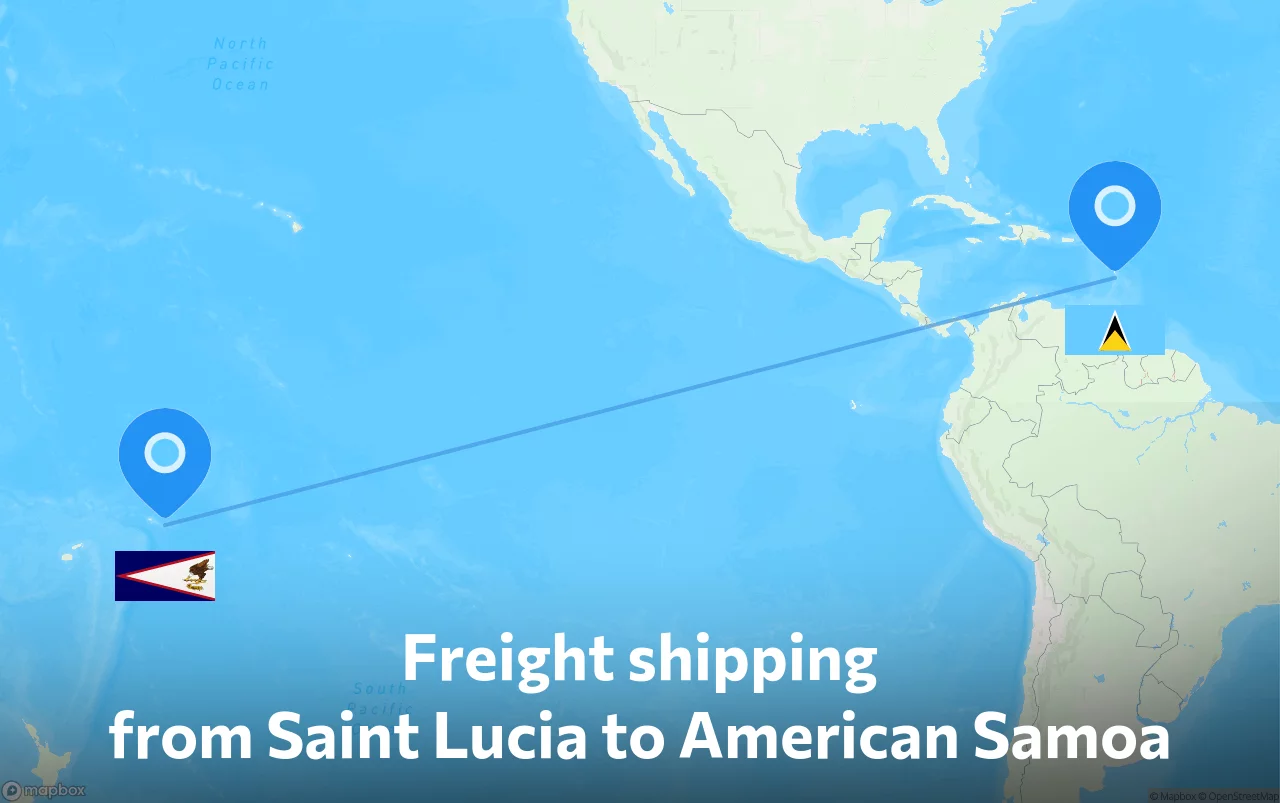 Shipping route from Saint Lucia to American Samoa