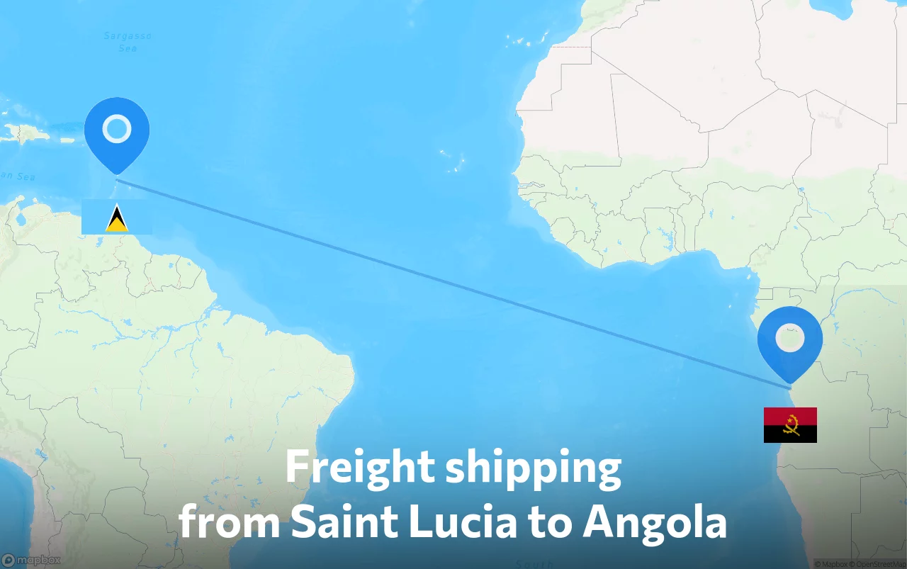Shipping route from Saint Lucia to Angola
