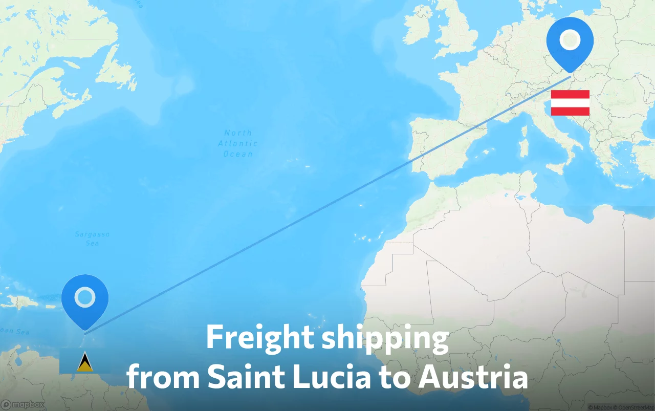 Shipping route from Saint Lucia to Austria