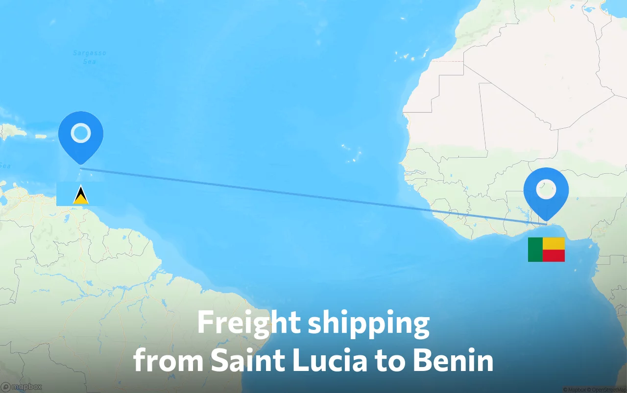Shipping route from Saint Lucia to Benin