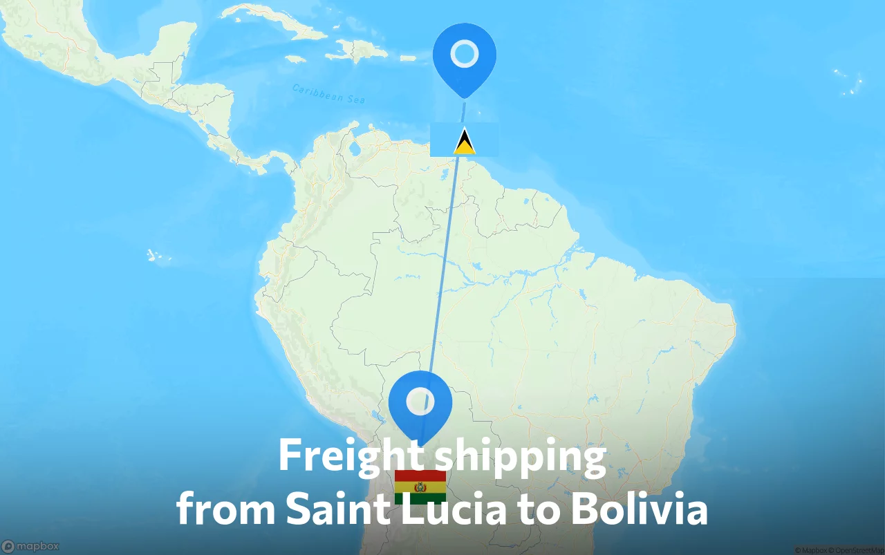 Shipping route from Saint Lucia to Bolivia