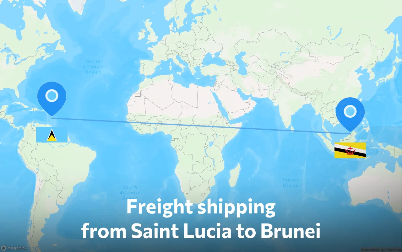 Shipping route from Saint Lucia to Brunei