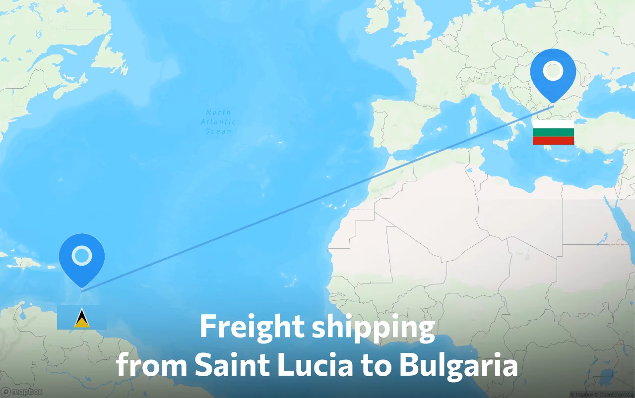 Shipping route from Saint Lucia to Bulgaria