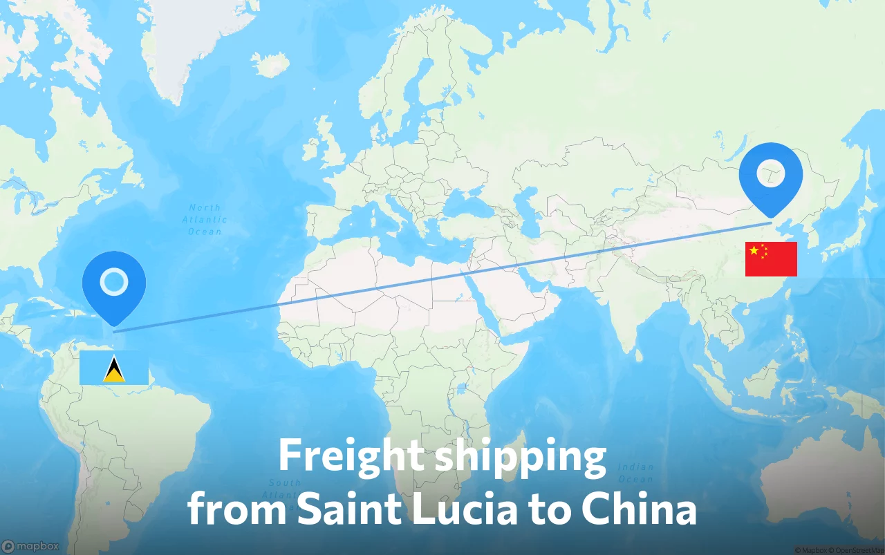 Shipping route from Saint Lucia to China