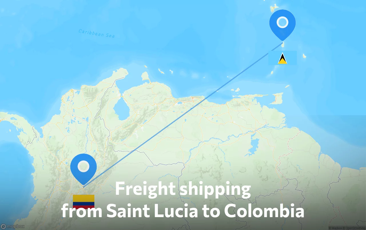 Shipping route from Saint Lucia to Colombia