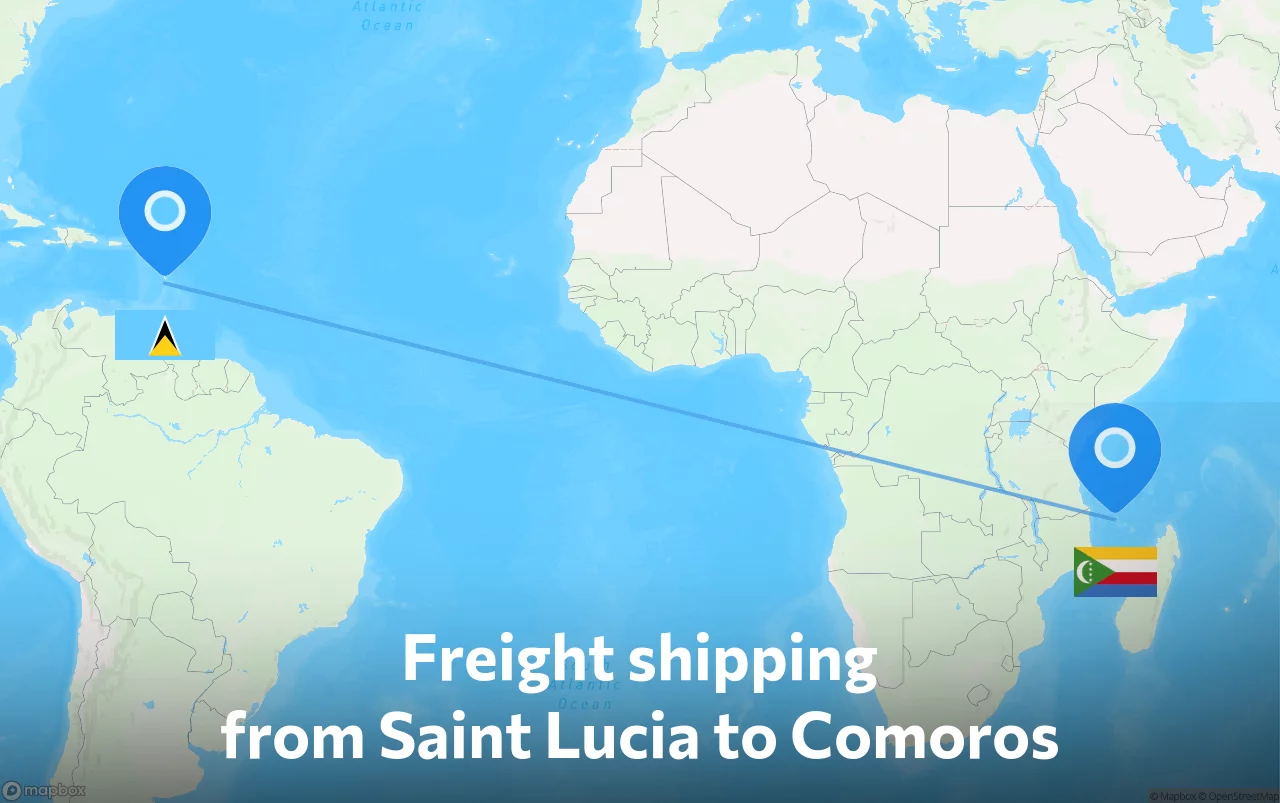 Shipping route from Saint Lucia to Comoros