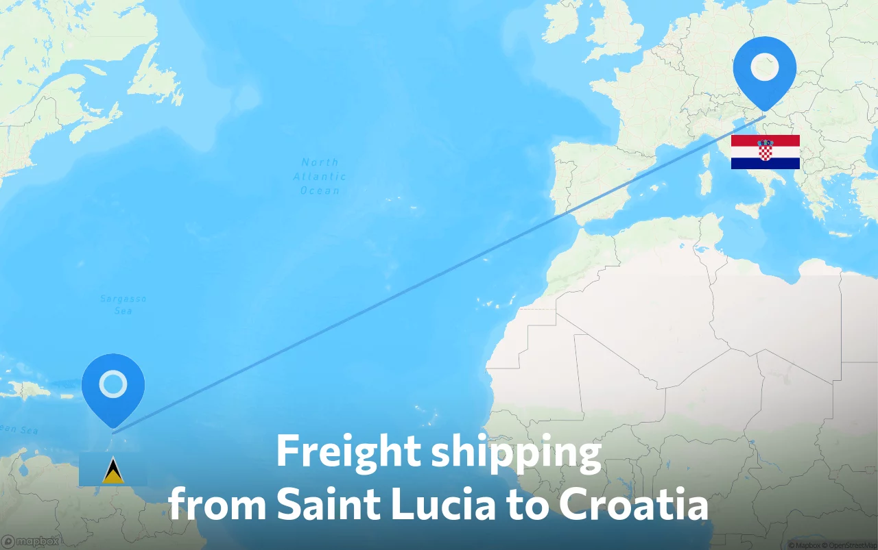 Shipping route from Saint Lucia to Croatia