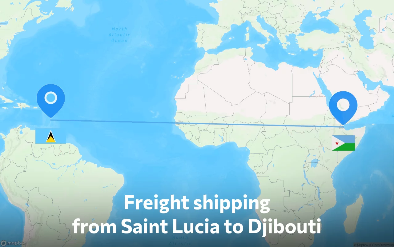 Shipping route from Saint Lucia to Djibouti