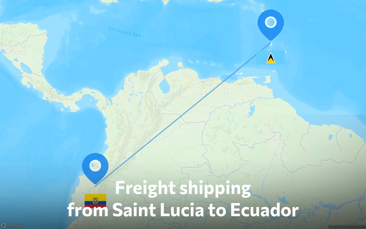 Shipping route from Saint Lucia to Ecuador
