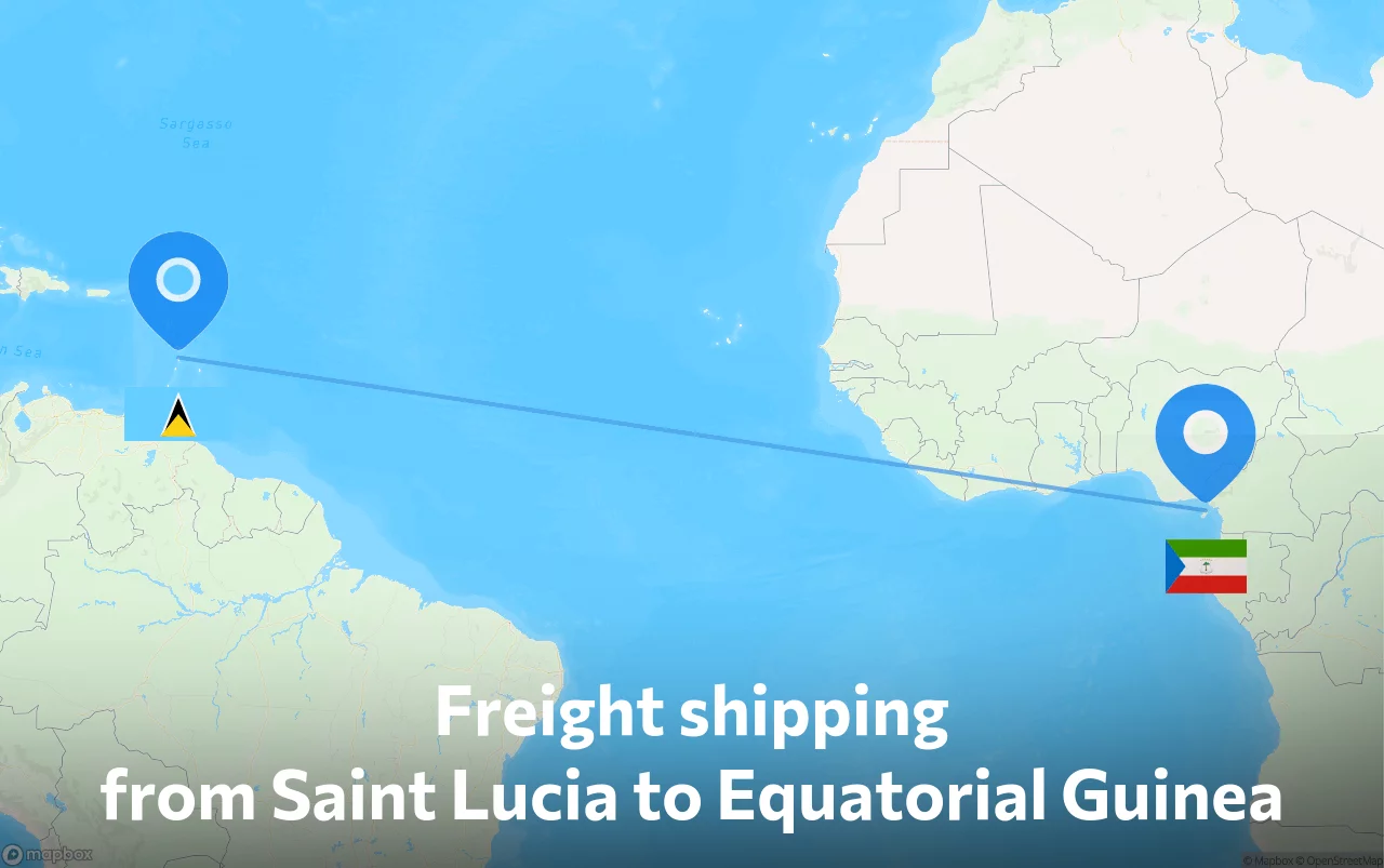 Shipping route from Saint Lucia to Equatorial Guinea