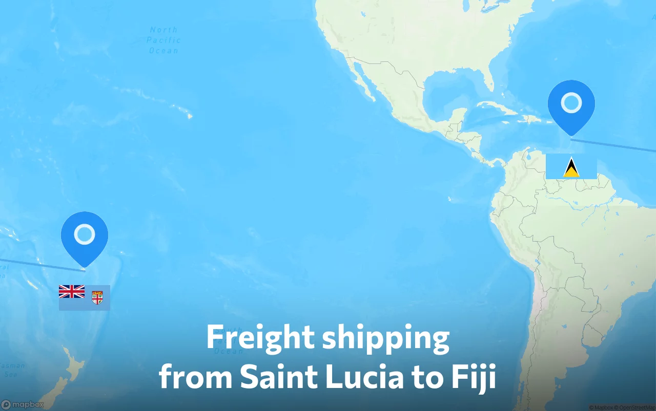 Shipping route from Saint Lucia to Fiji