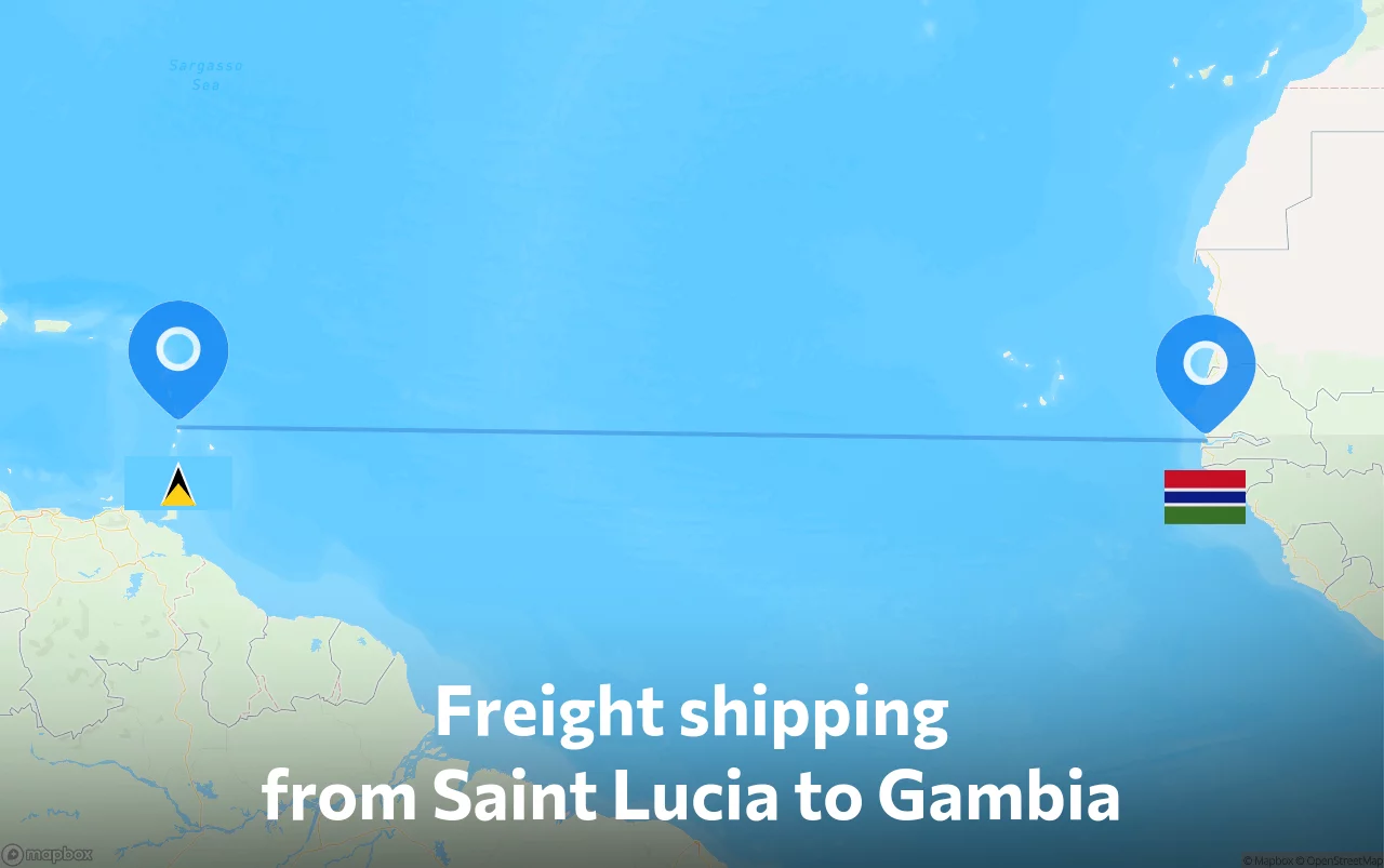 Shipping route from Saint Lucia to Gambia
