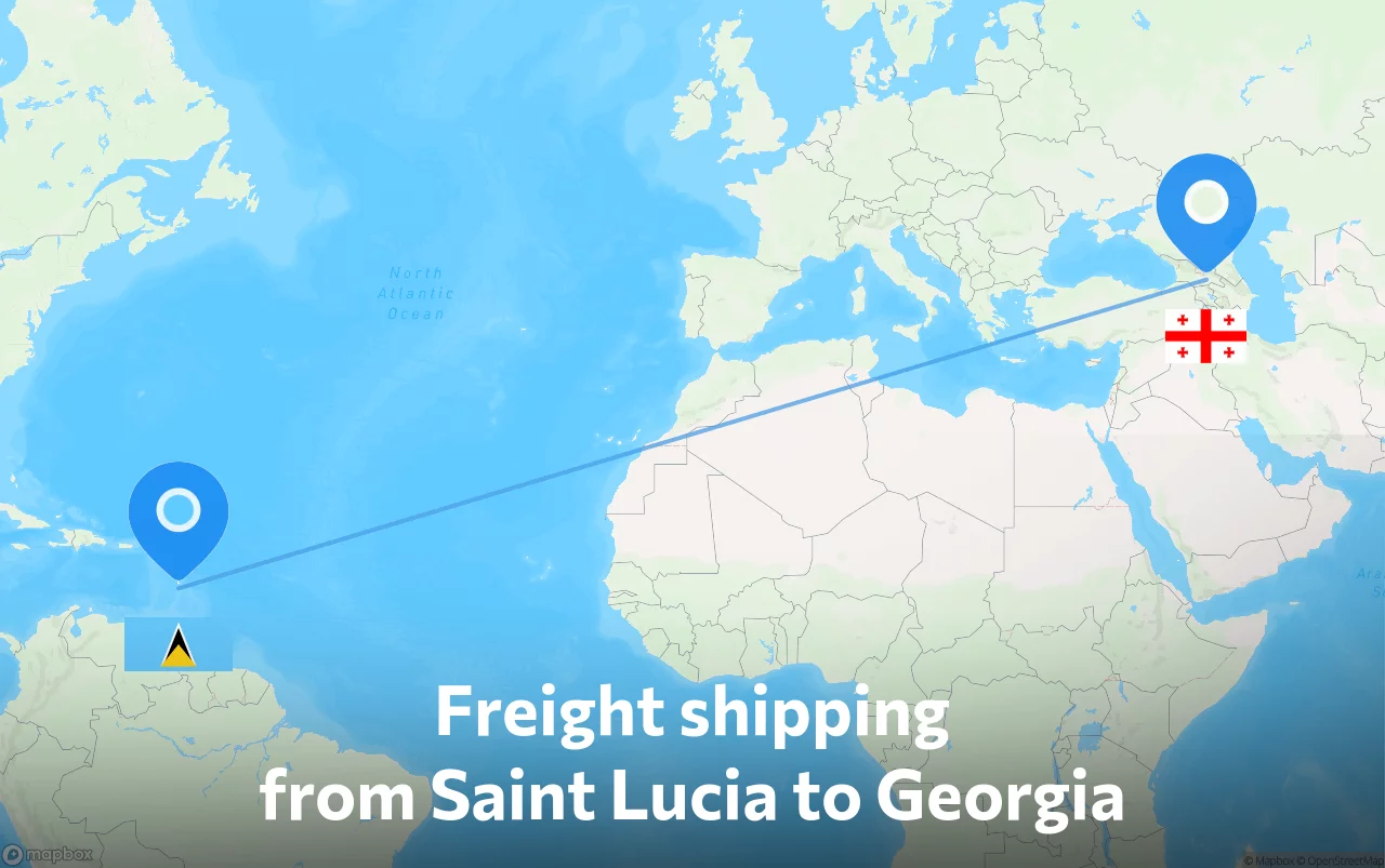 Shipping route from Saint Lucia to Georgia