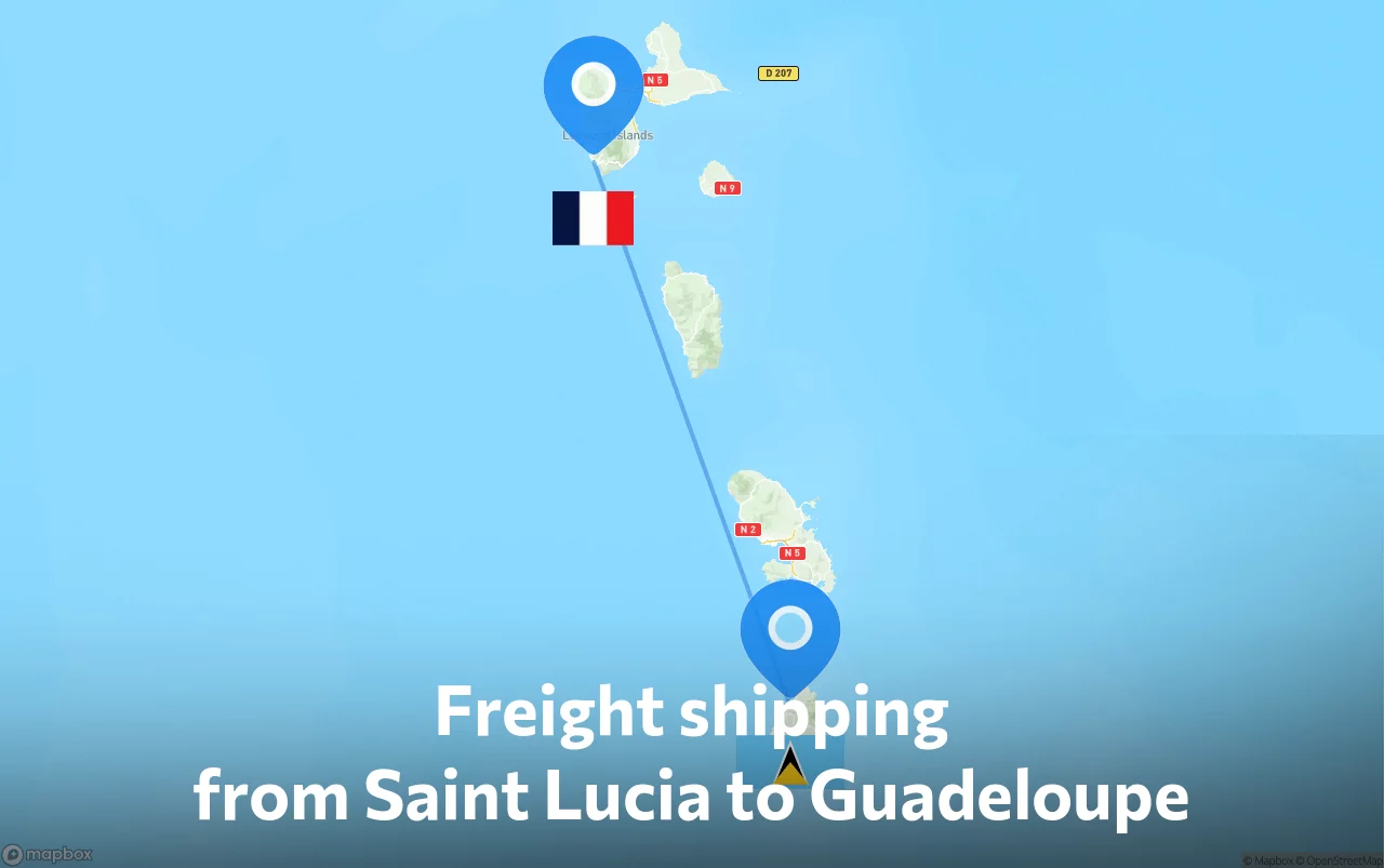 Shipping route from Saint Lucia to Guadeloupe