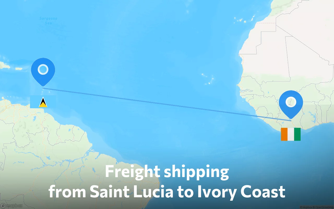 Shipping route from Saint Lucia to Ivory Coast