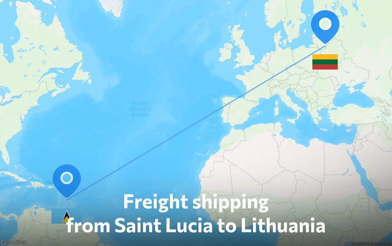 Shipping route from Saint Lucia to Lithuania