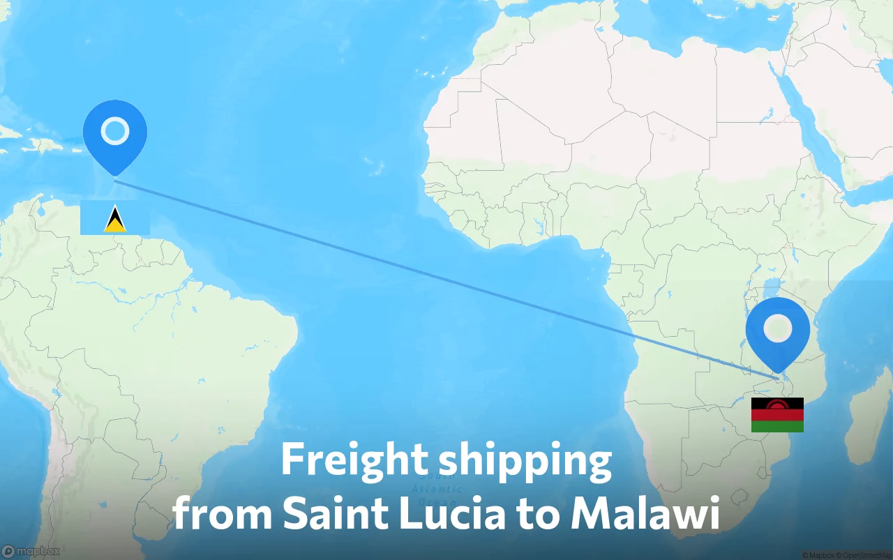 Shipping route from Saint Lucia to Malawi