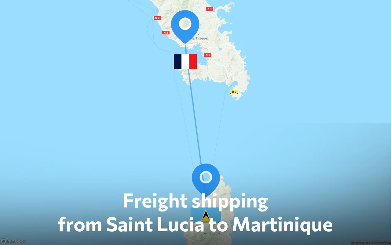 Shipping route from Saint Lucia to Martinique