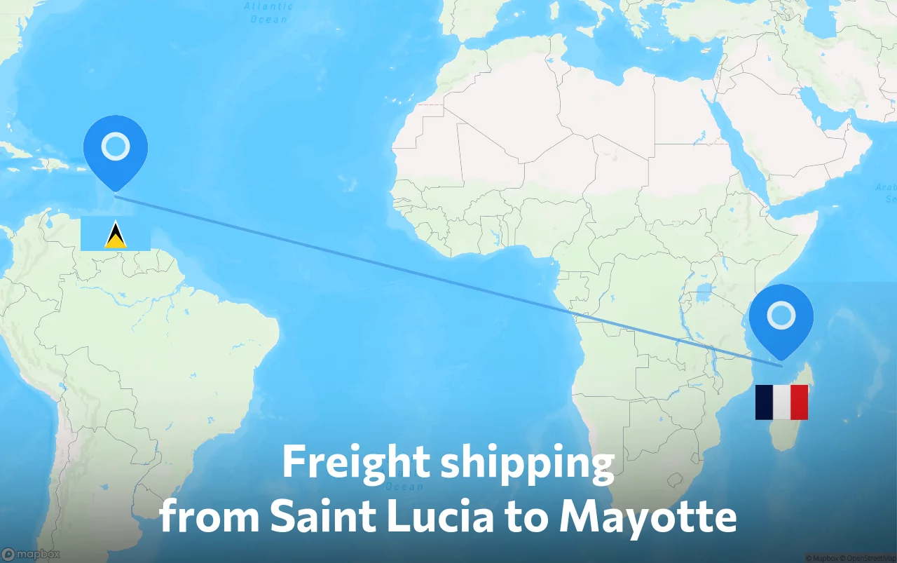 Shipping route from Saint Lucia to Mayotte