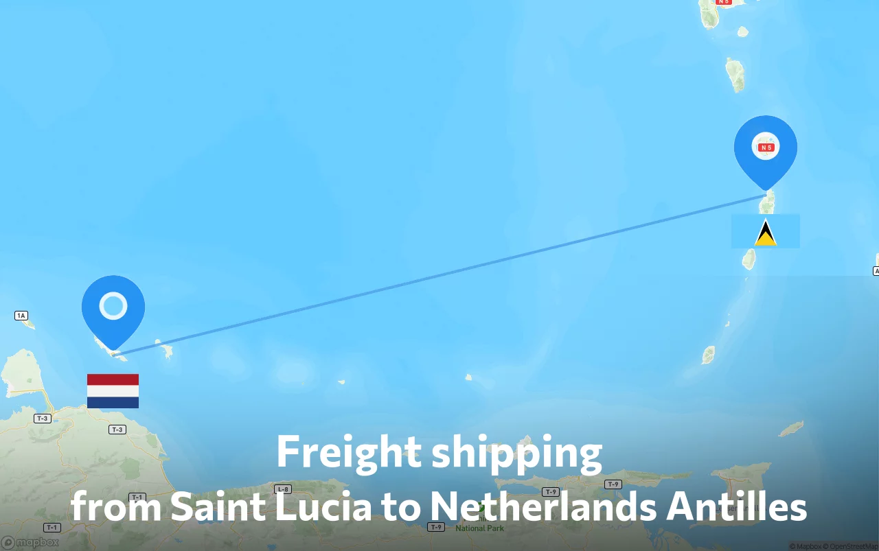 Shipping route from Saint Lucia to Netherlands Antilles
