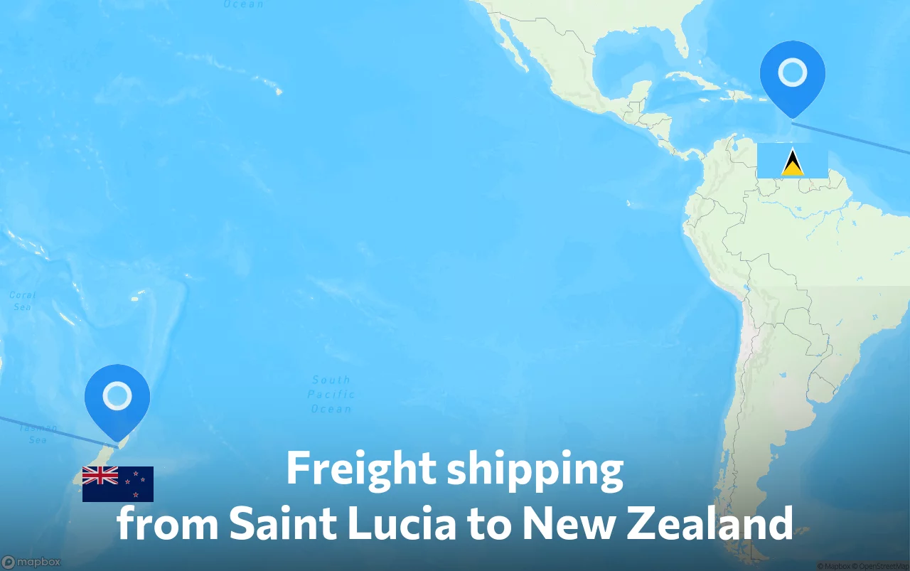 Shipping route from Saint Lucia to New Zealand