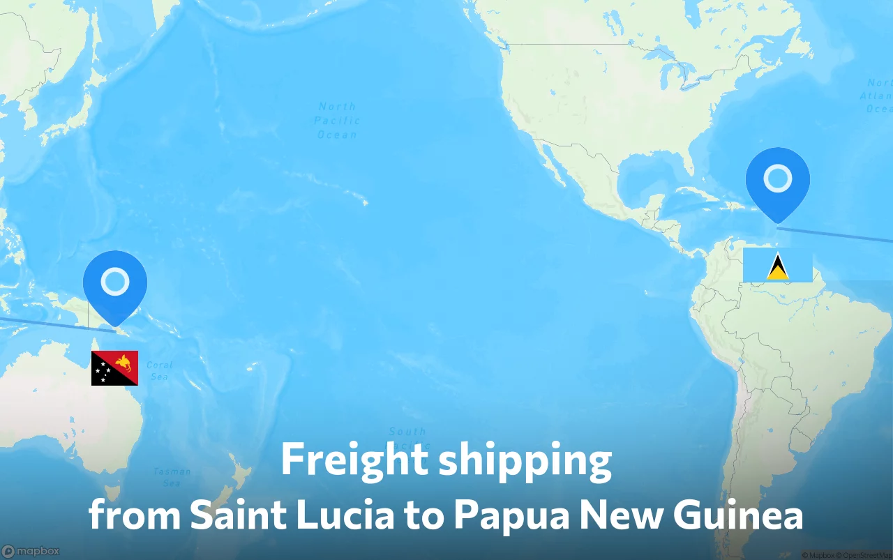Shipping route from Saint Lucia to Papua New Guinea