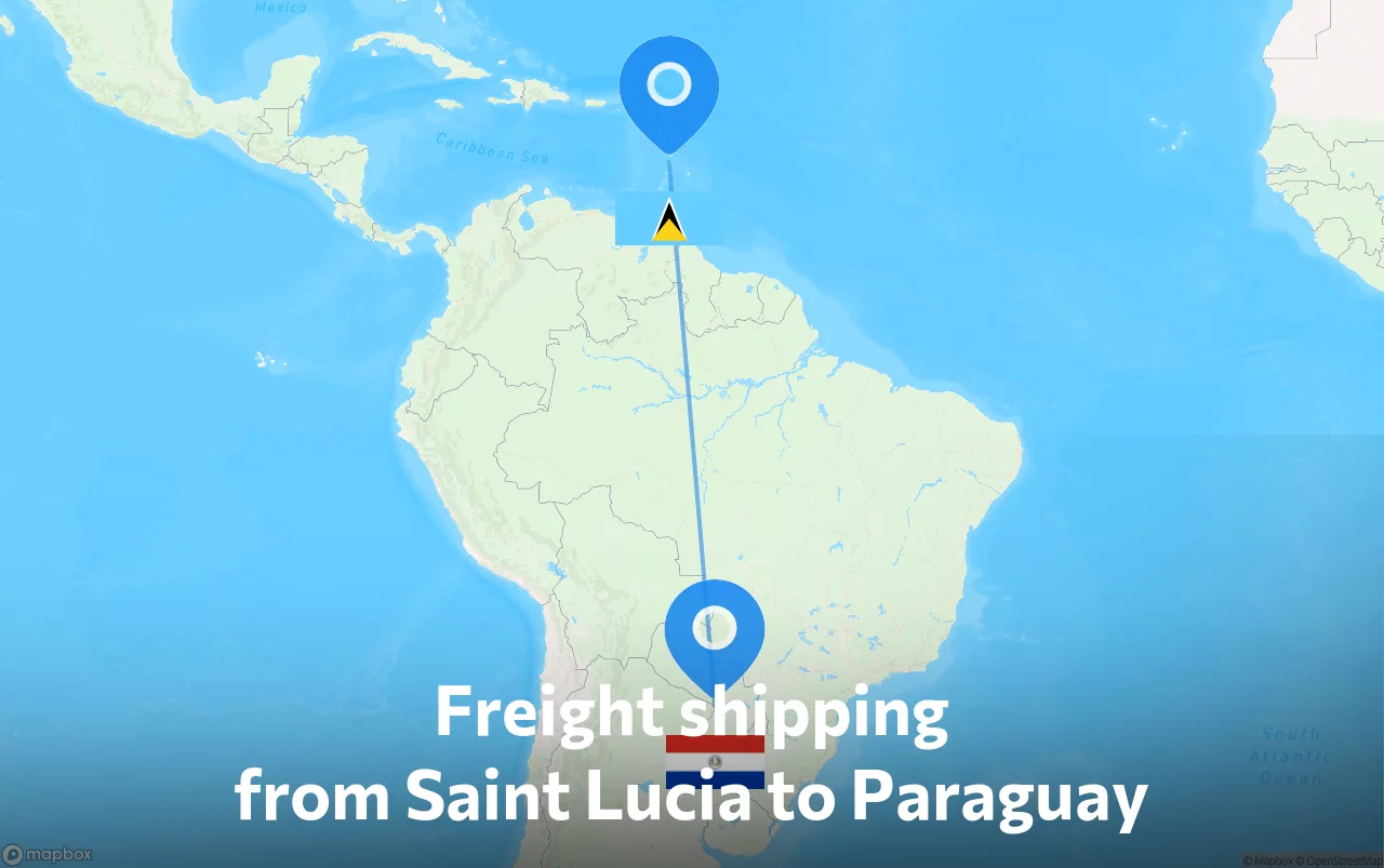 Shipping route from Saint Lucia to Paraguay