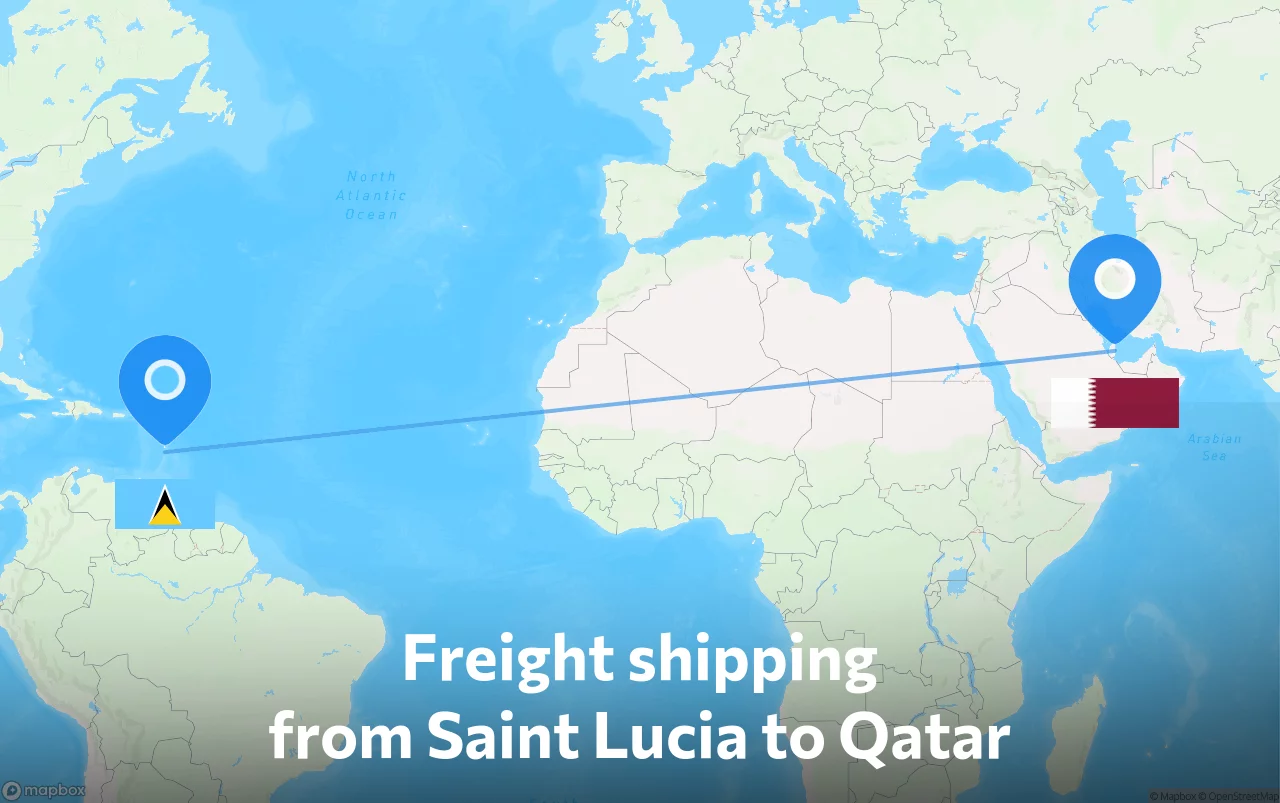 Shipping route from Saint Lucia to Qatar