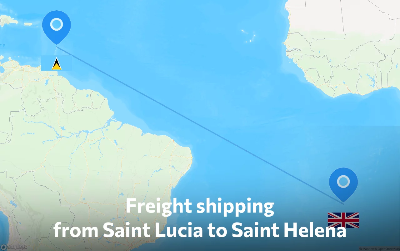 Shipping route from Saint Lucia to Saint Helena