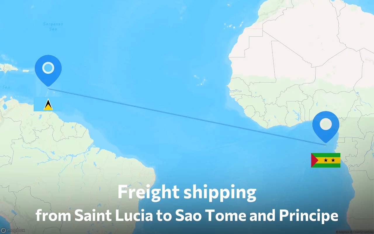 Shipping route from Saint Lucia to Sao Tome and Principe
