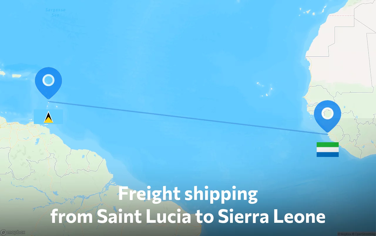 Shipping route from Saint Lucia to Sierra Leone