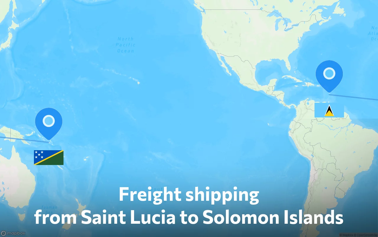Shipping route from Saint Lucia to Solomon Islands