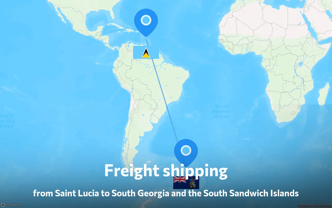Shipping route from Saint Lucia to South Georgia and the South Sandwich Islands