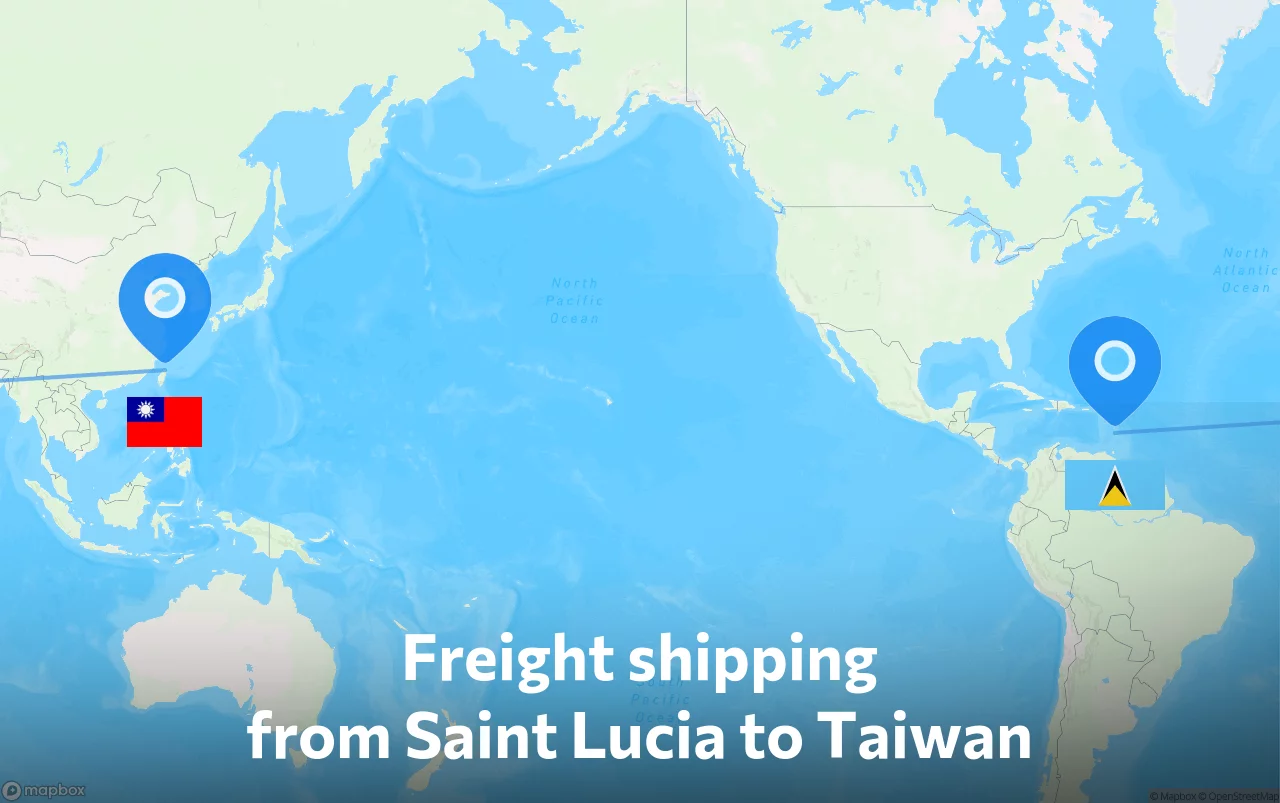 Shipping route from Saint Lucia to Taiwan
