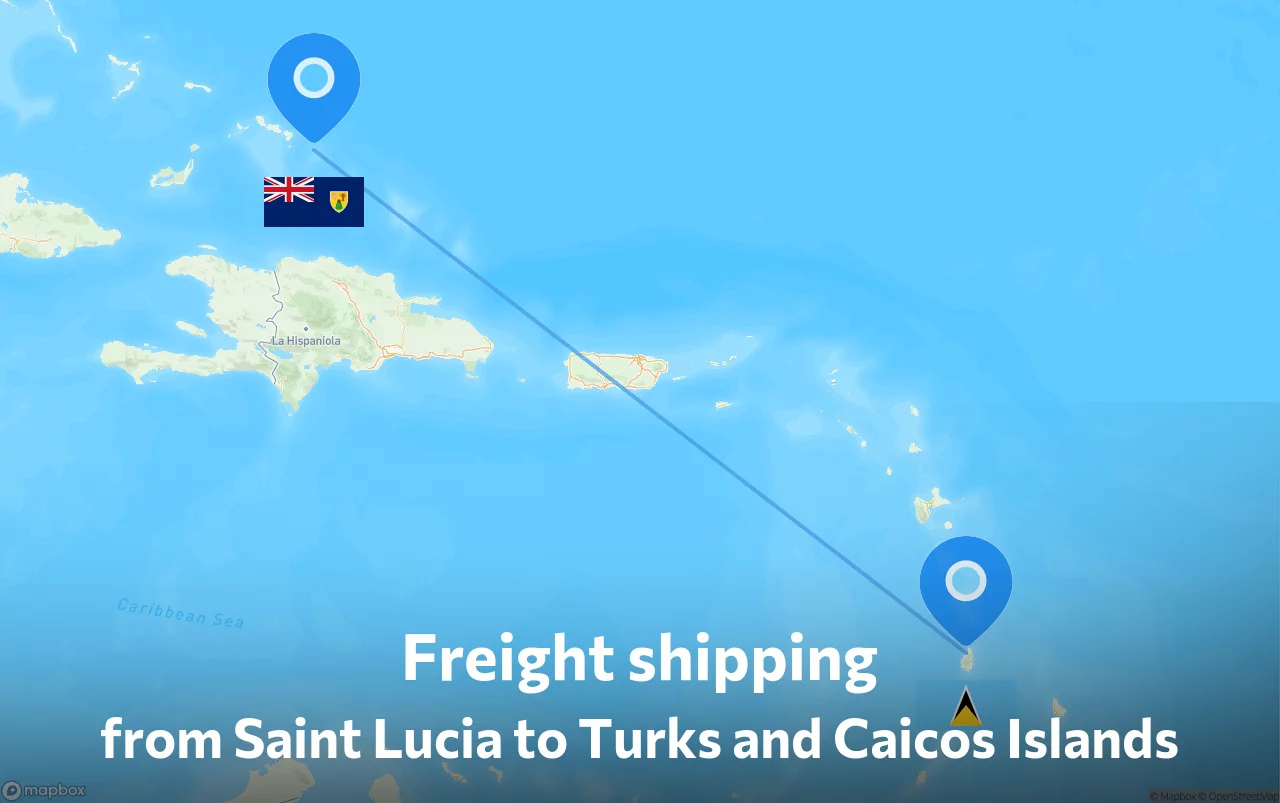 Shipping route from Saint Lucia to Turks and Caicos Islands
