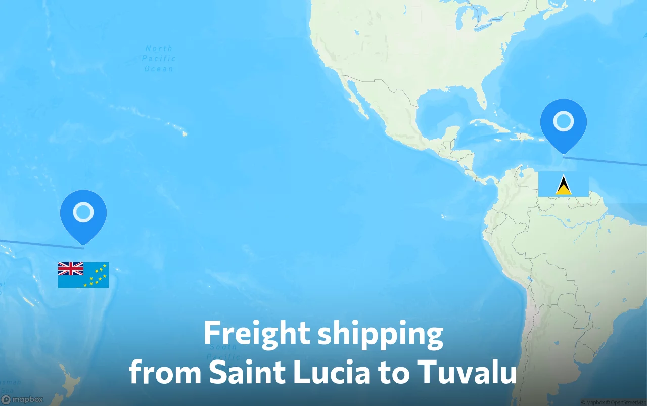 Shipping route from Saint Lucia to Tuvalu