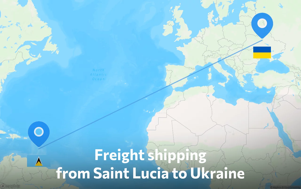 Shipping route from Saint Lucia to Ukraine