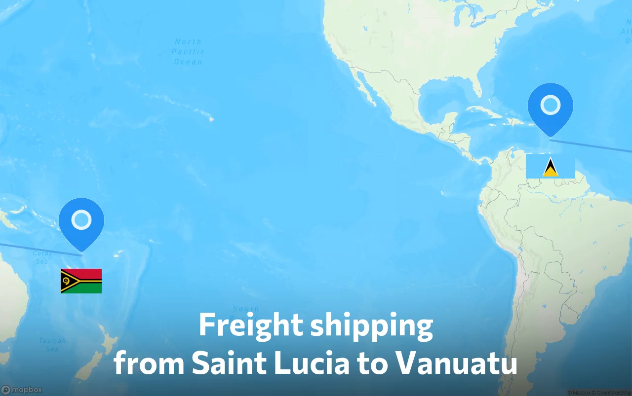 Shipping route from Saint Lucia to Vanuatu