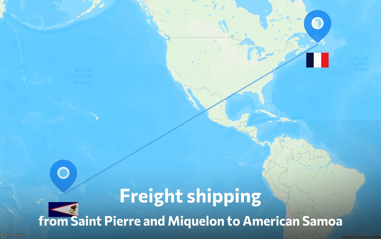 Shipping route from Saint Pierre and Miquelon to American Samoa