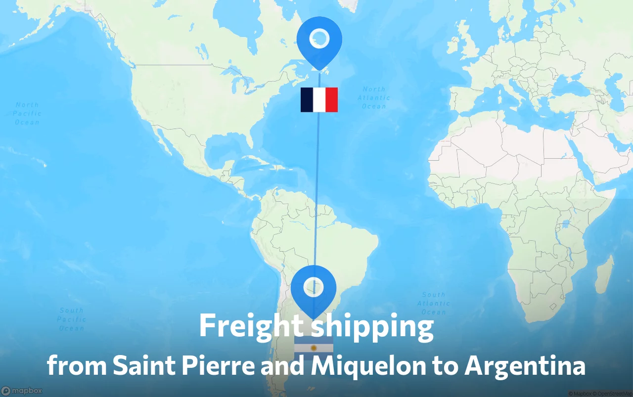 Shipping route from Saint Pierre and Miquelon to Argentina