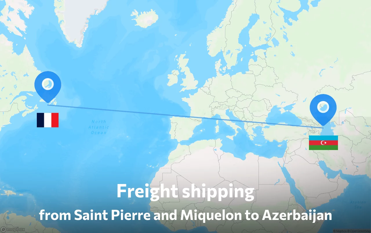 Shipping route from Saint Pierre and Miquelon to Azerbaijan