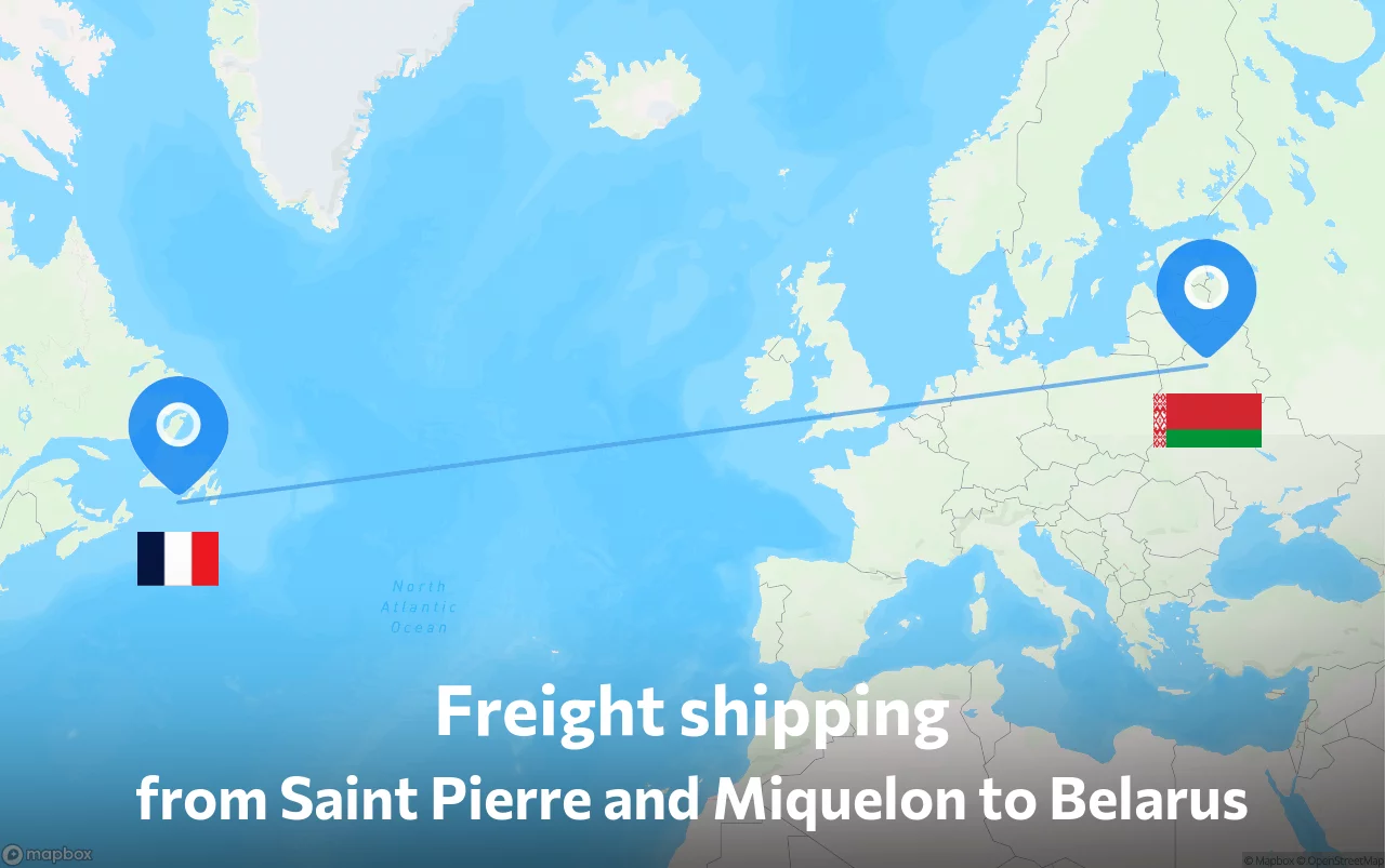 Shipping route from Saint Pierre and Miquelon to Belarus