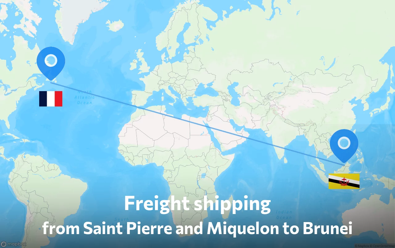 Shipping route from Saint Pierre and Miquelon to Brunei