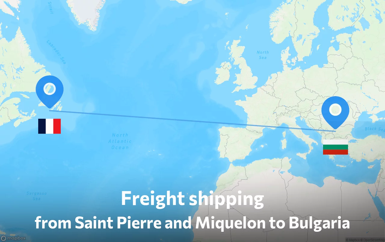 Shipping route from Saint Pierre and Miquelon to Bulgaria