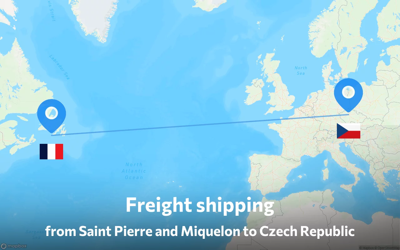 Shipping route from Saint Pierre and Miquelon to Czech Republic